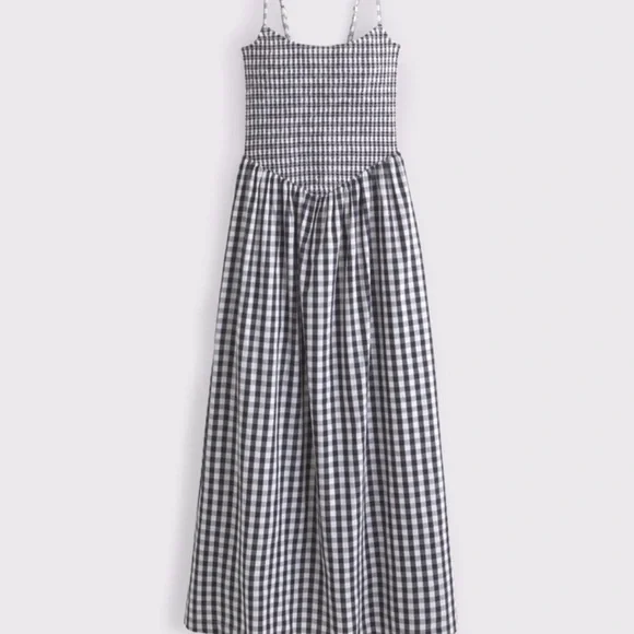 Abercrombie Black+White Gingham Midi Dress Size M Tall (MT). Hits ankles on 5’6 - Picture 5 of 8